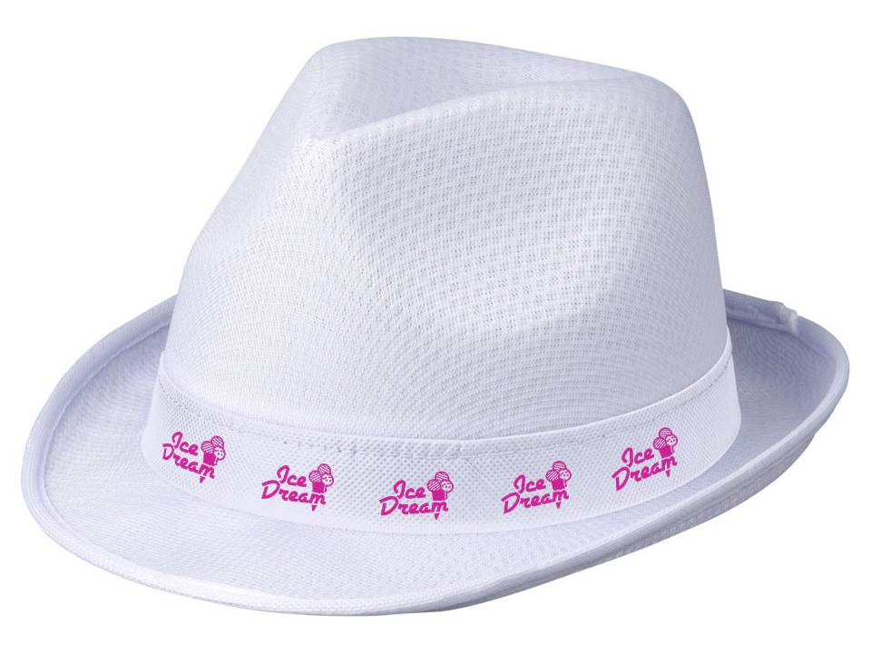 Witte Trilby hoed met gekleurd lint naar keuze 9