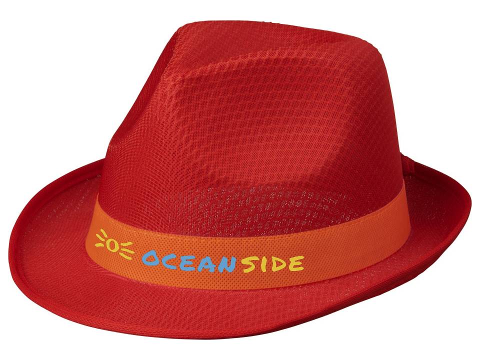 Rode Trilby hoed met gekleurd lint naar keuze 11