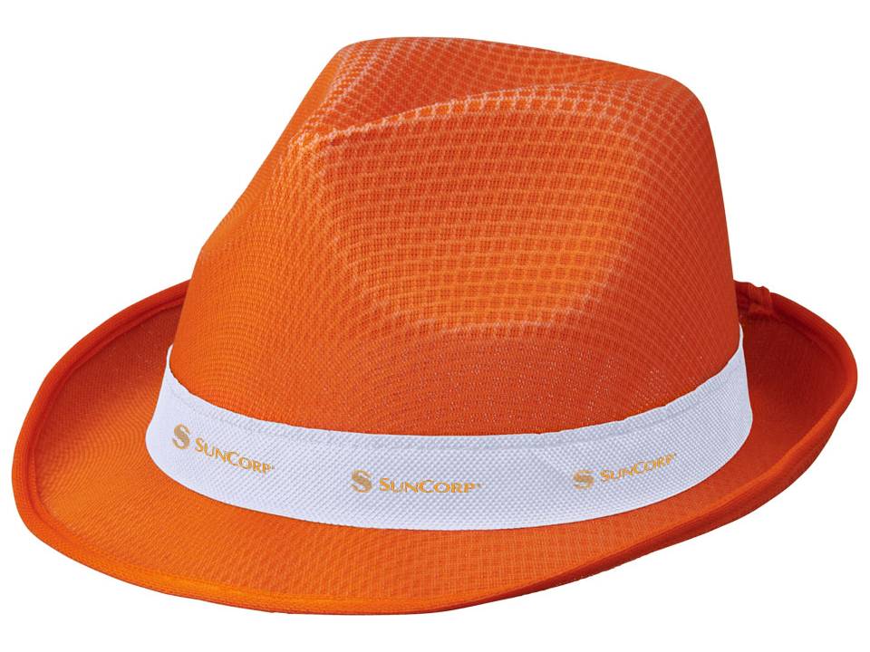 Oranje Trilby hoed met gekleurd lint naar keuze 8