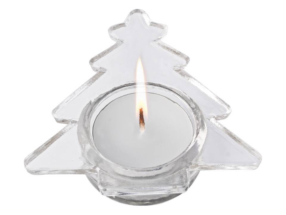 Theelichthouder in vorm van kerstboom met kaars 1