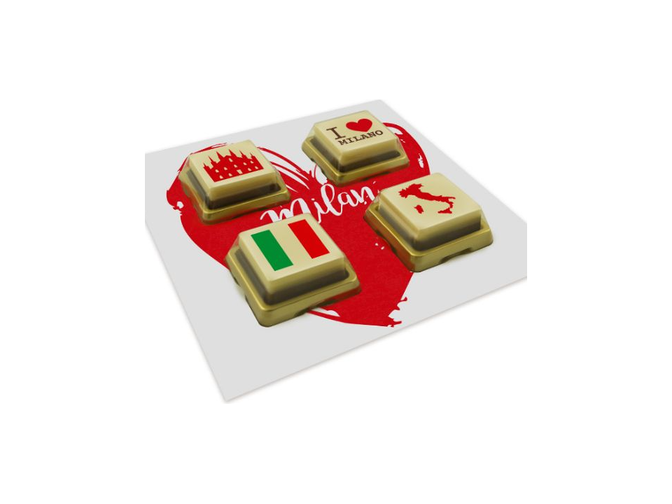 Wenskaart met 4 chocolade logoblokjes 1