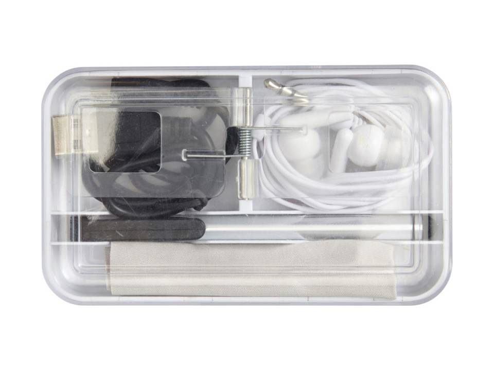 Telefoonset met stylus, microvezel doekje, USB kabel en oordopjes 7