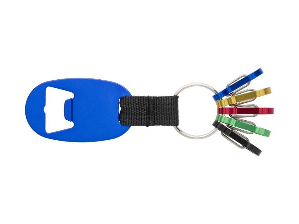 Sleutelhanger met flessenopener en vijf karabijnhaken 1