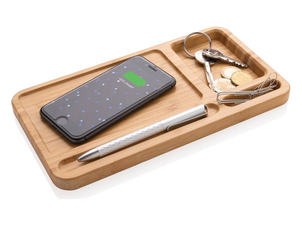 Bamboe desk organizer met draadloze oplader - 5 W 5