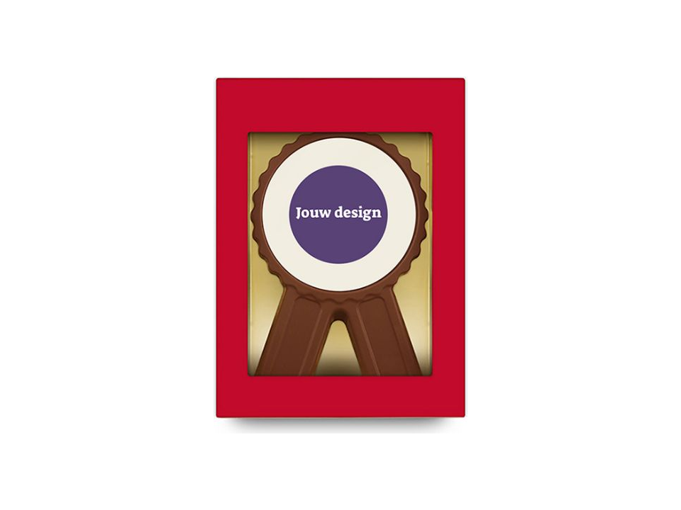 Chocolade medaille - eigen design bedrukking