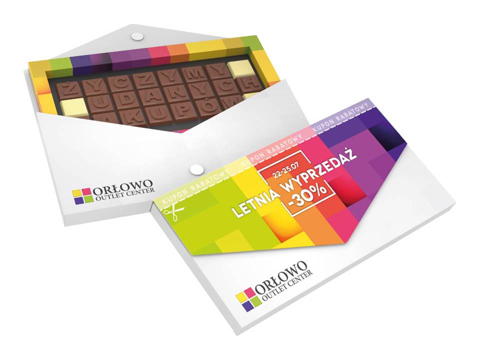 Chocoladetekst in gepersonaliseerde enveloppe - 24 letters bedrukken