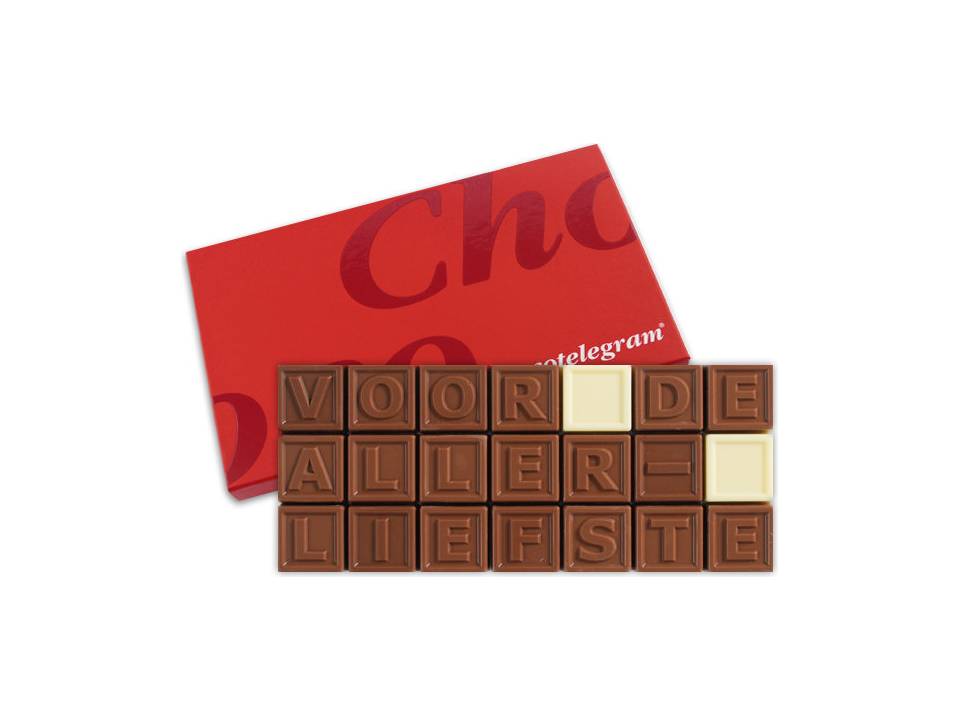 Chocotelegram 21 chocolade letters - eigen tekst 1