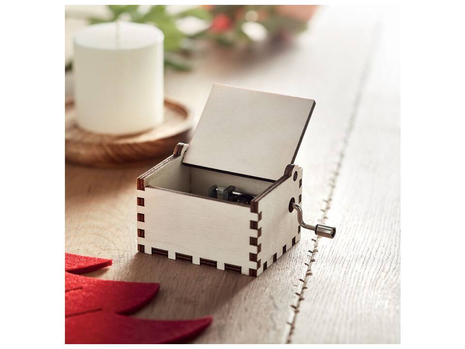 Houten kerst muziekdoos 6