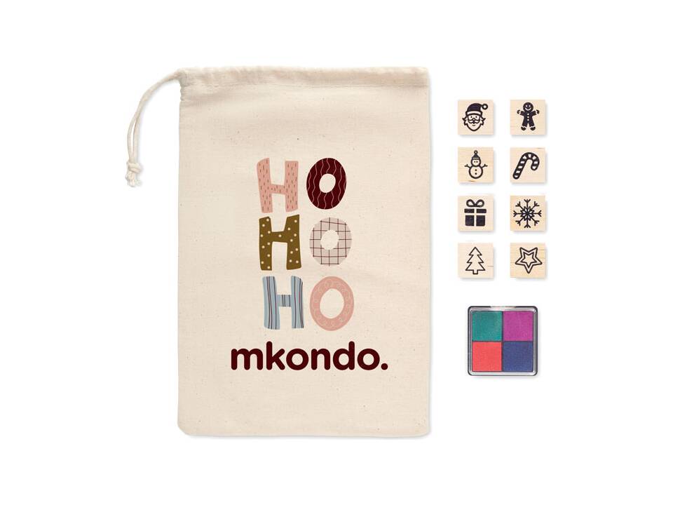 Kerststempelset - set van 8 houten kerst stempels 6