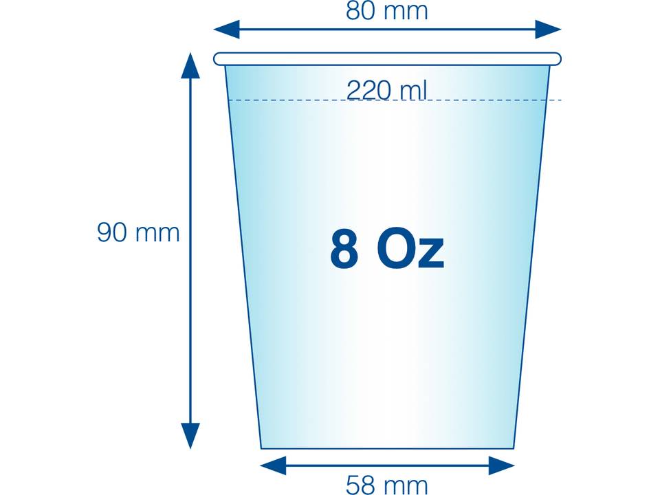 Gecertificeerde kartonnen bekers 8 Oz / 220 ml 18