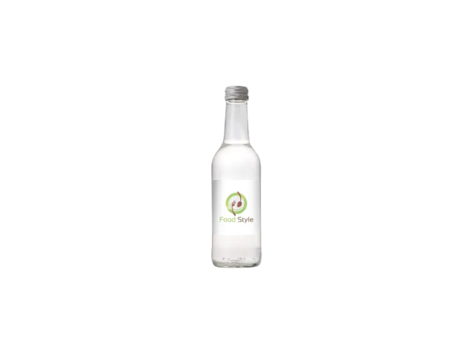 Glazen fles met 330 ml bronwater