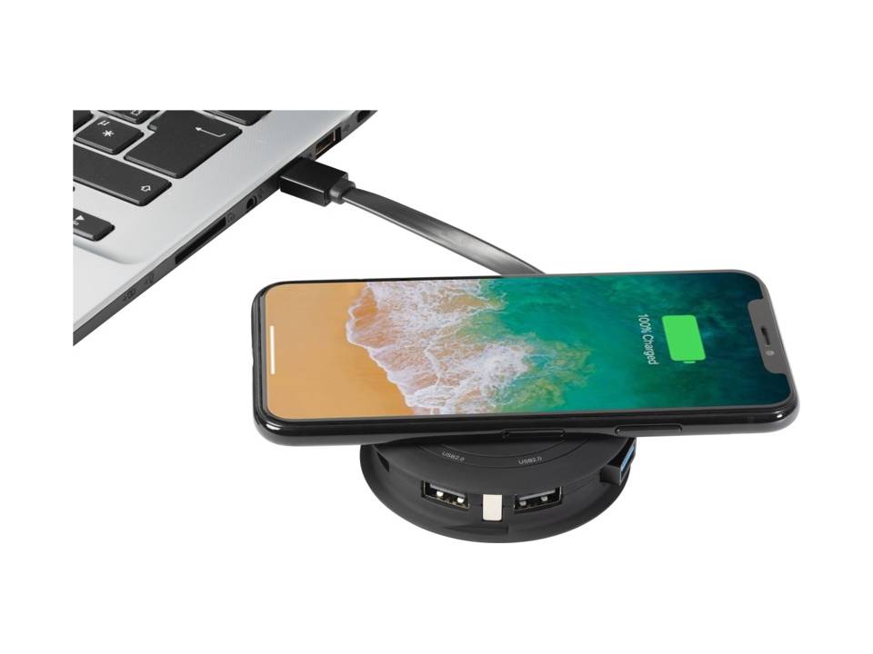 Draadloze oplader 5W en hub met oplichtend logo 3