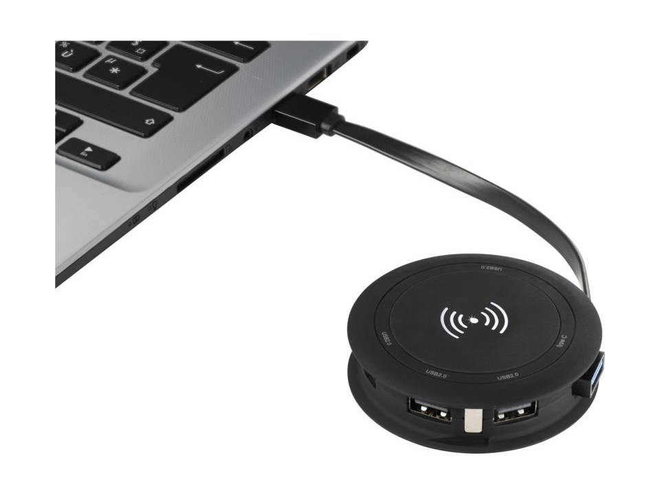 Draadloze oplader 5W en hub met oplichtend logo 2