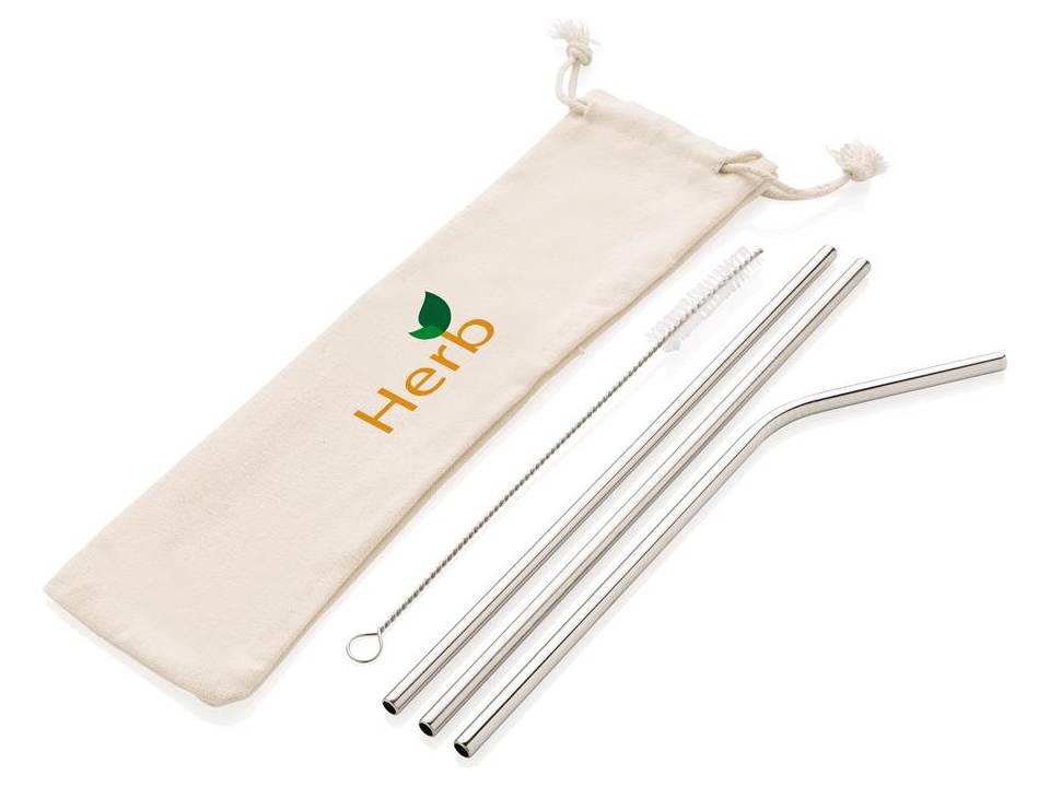 Herbruikbare 3 delige set RVS rietjes 1