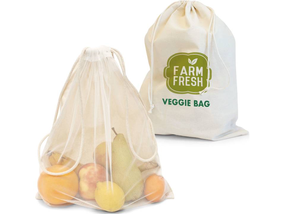 Herbruikbare zak voor groenten en fruit bedrukt