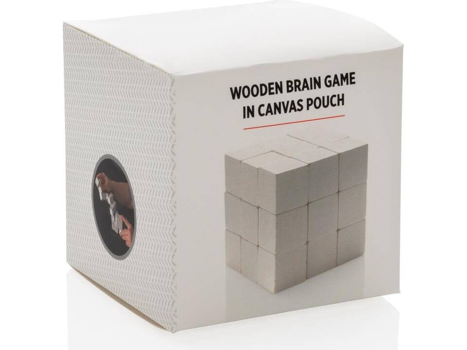 Houten denkspel in canvas tasje 6