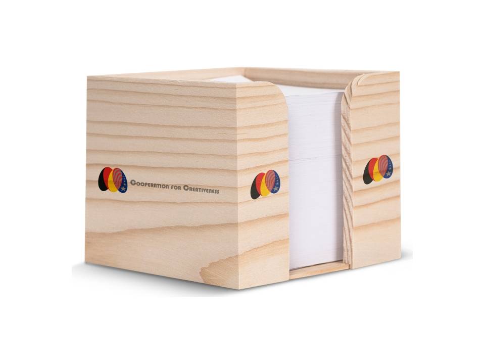 Houten kubushouder met recycled papier 10x10x8,5cm 2