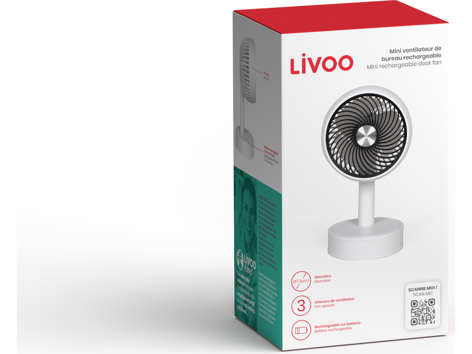 Livoo Mini oplaadbare bureauventilator 1