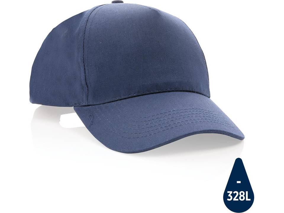 Impact 5 panel 190gr gerecycled katoenen cap met AWARE trac 8