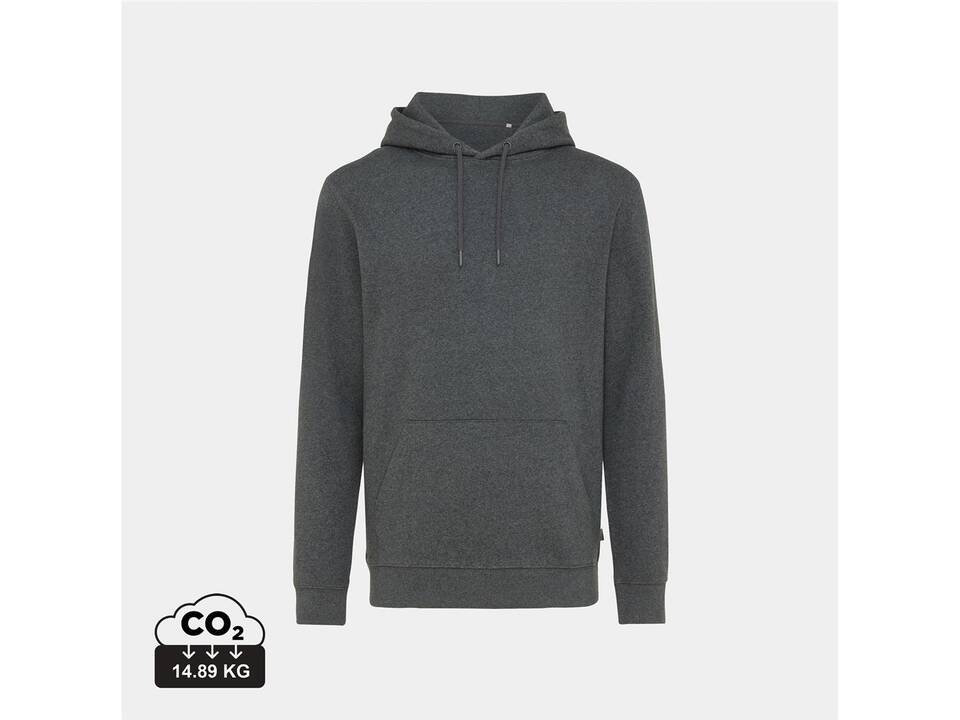 Iqoniq Torres gerecycled katoen hoodie ongeverfd zwart