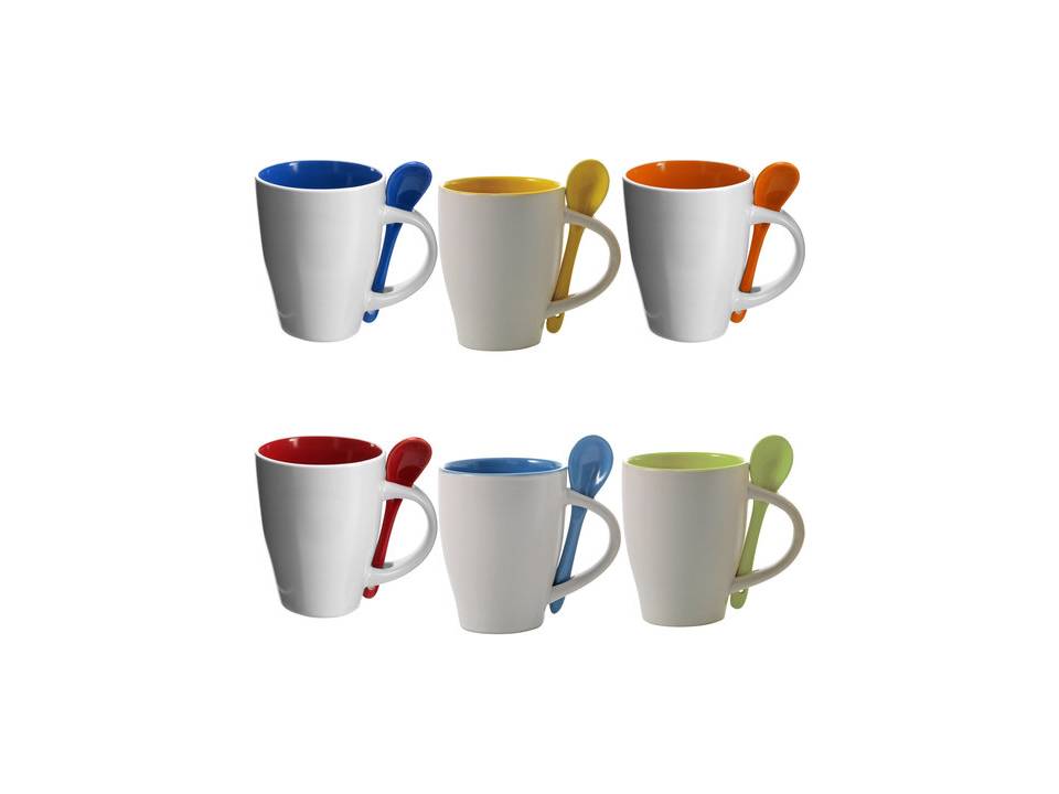 Keramische mok met lepel  - 300 ml