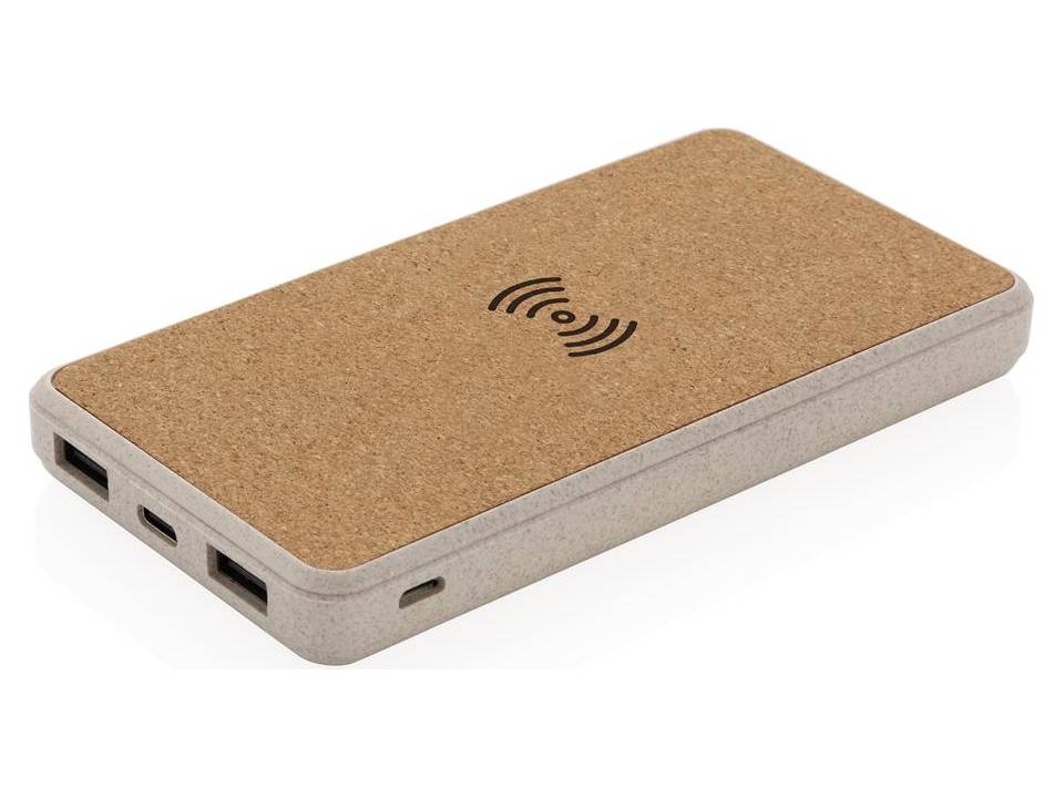 Kurk en tarwestro 5W draadloze powerbank - 8000 mAh