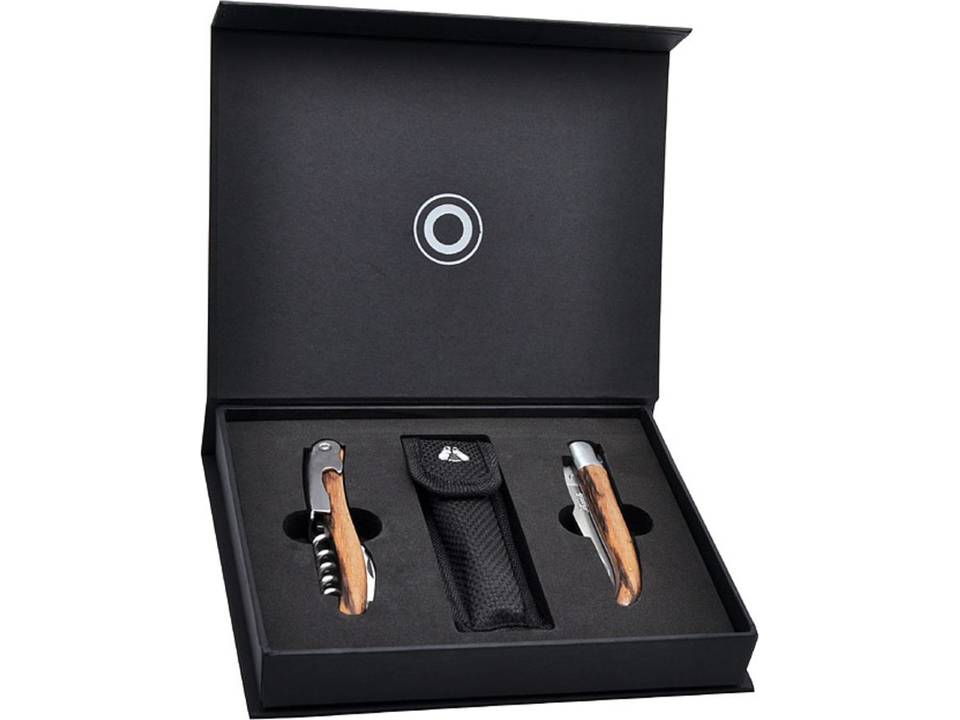 Lil Schande Woud Laguiole geschenkdoos met zakmes en sommelier flessenopener - Pasco Gifts