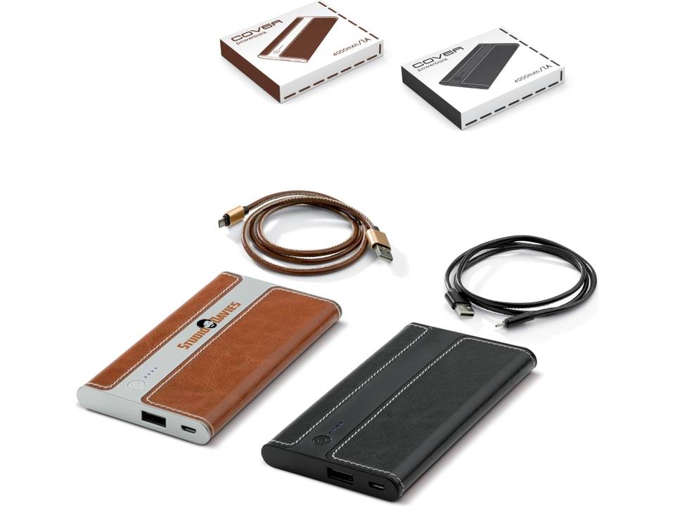 Lederlook powerbank Cover - 4000mAh 4