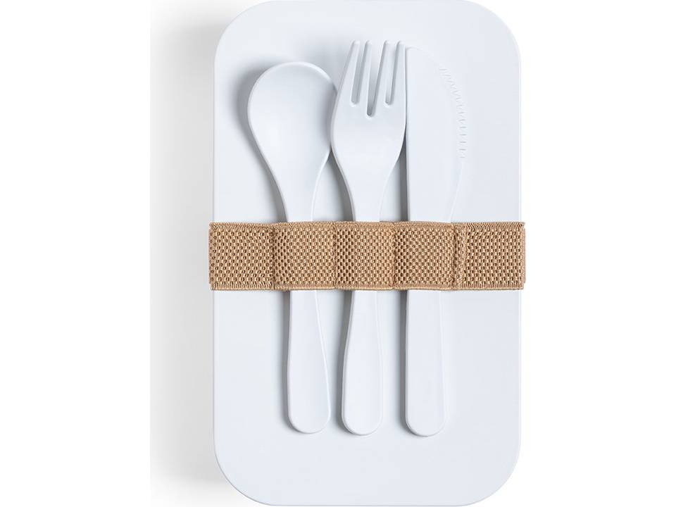 Lunchbox met vork, lepel en mes 2
