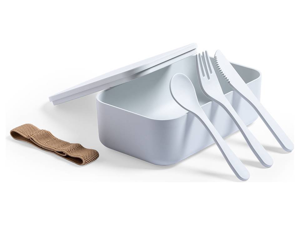 Lunchbox met vork, lepel en mes 4