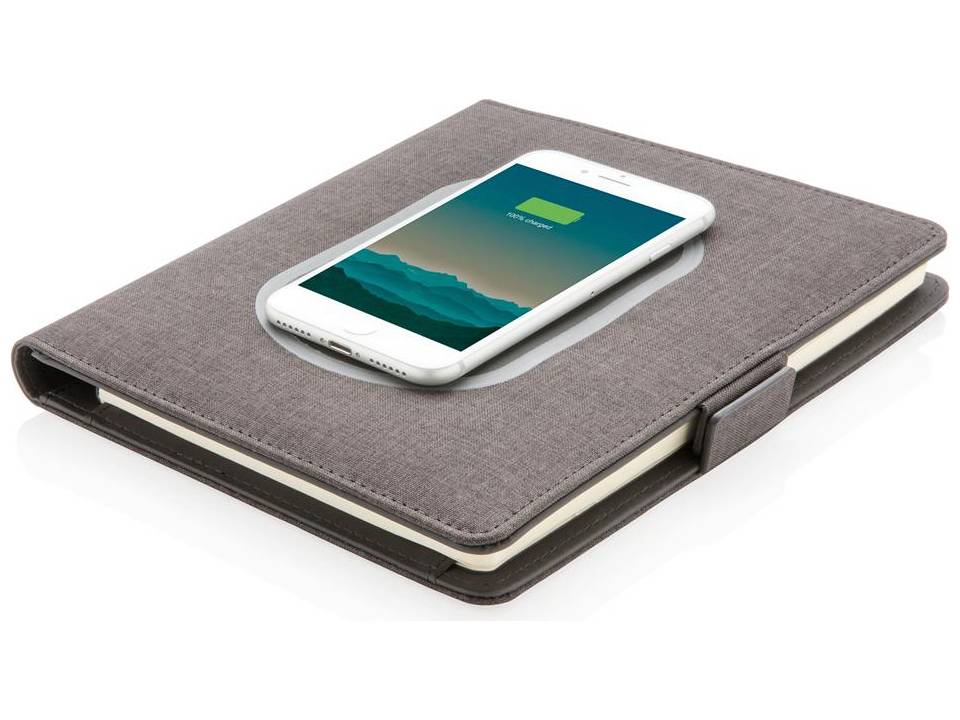 Luxe portfolio met draadloze oplader voor smartphone