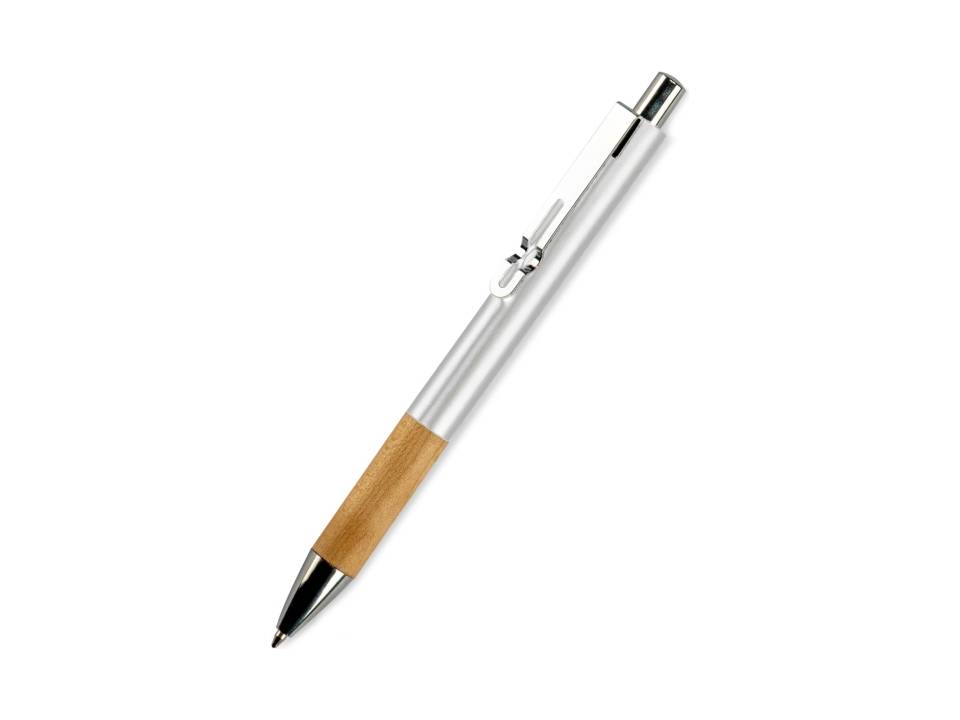 Metalen Pen met Houten Grip-zilver