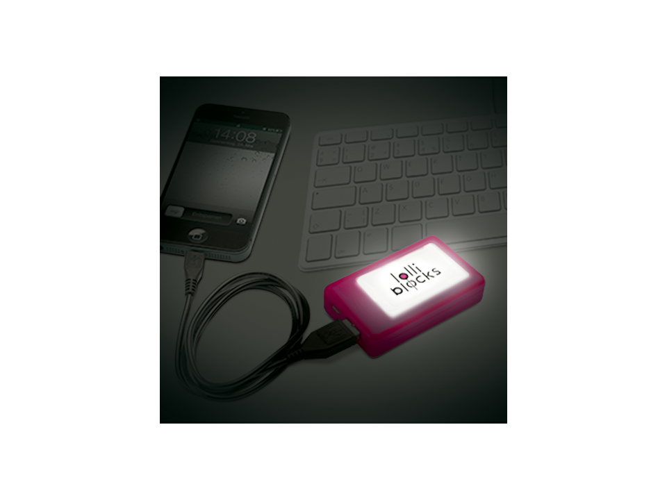 Lolli Block powerbank met oplichtend logo  - 1600 mAh 4