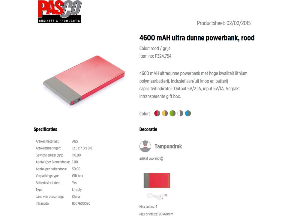 Ultra dunne super powerbank - 4600 mAh 1