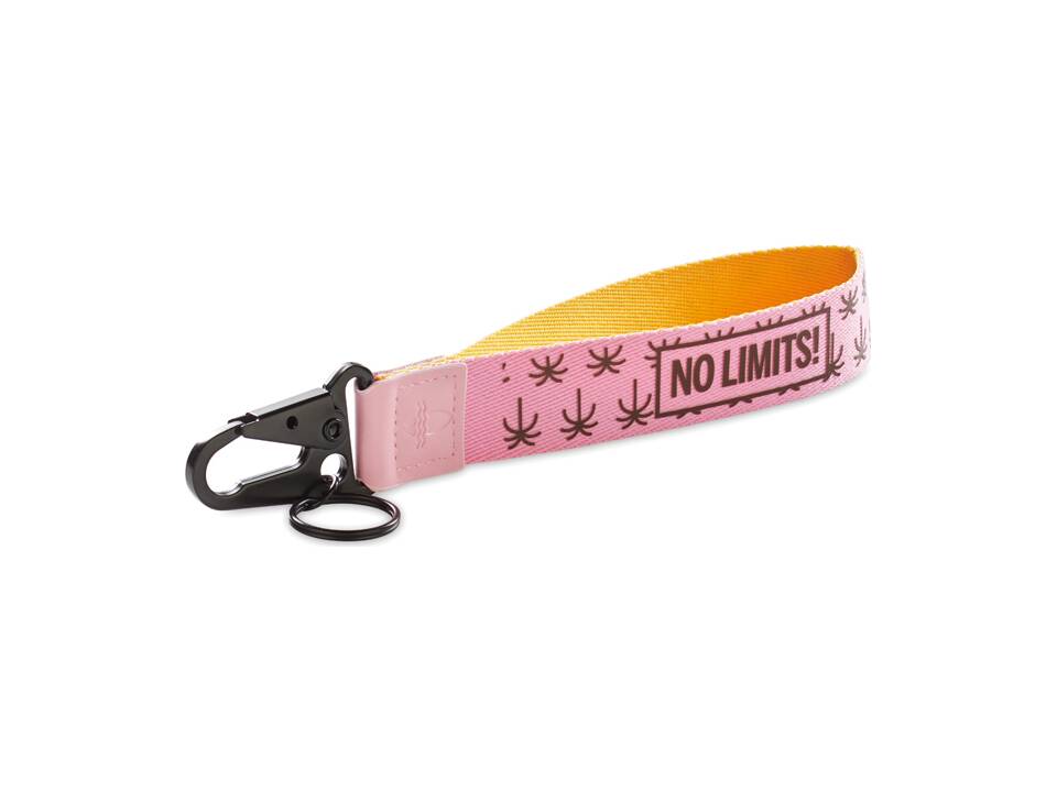 Custom-Made Tweekleurige band met karabijnhaak en sleutelring – volledig eigen design 1