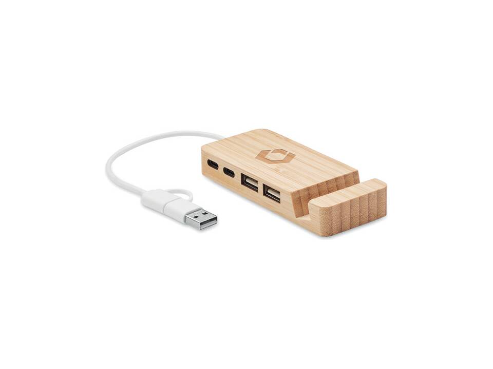 Bamboe USB hub 4 poorten 3