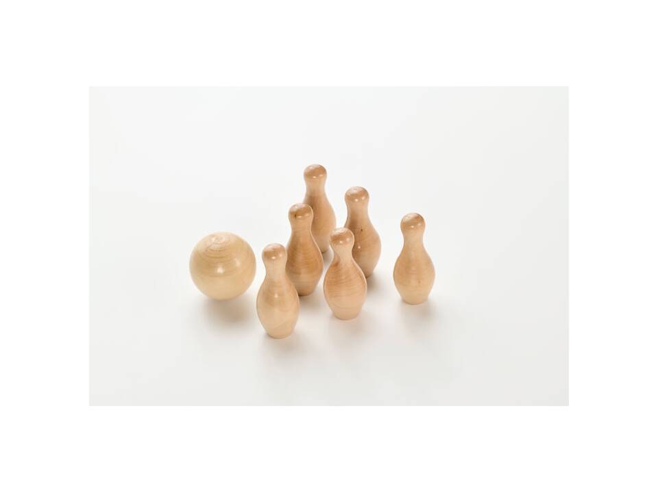 Mini dennenhouten bowling set 5
