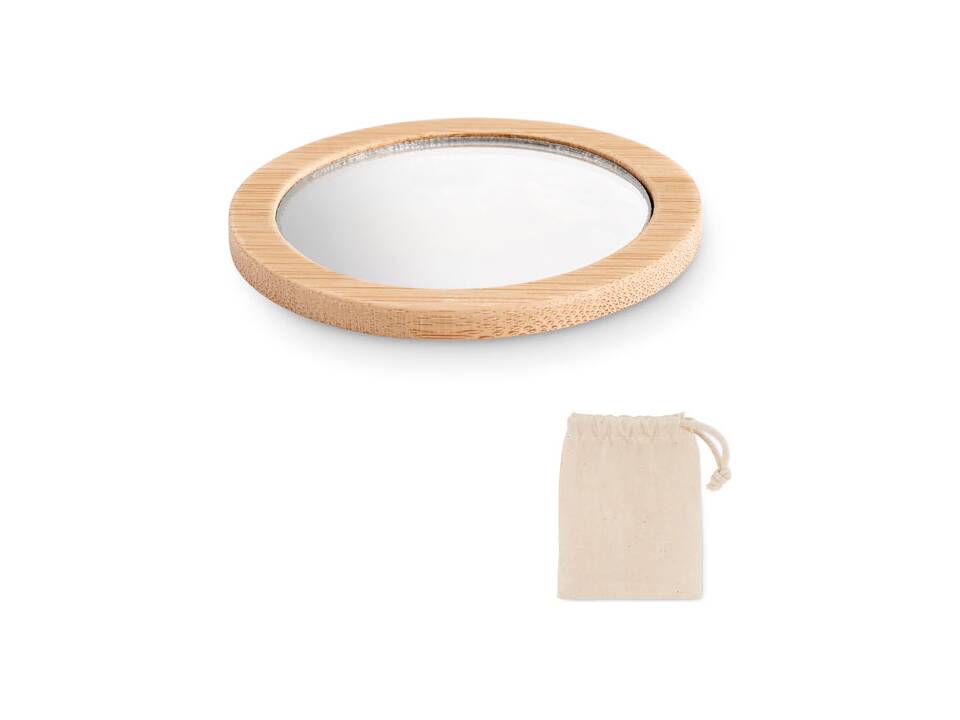 Bamboe make-up spiegel in pouch 2