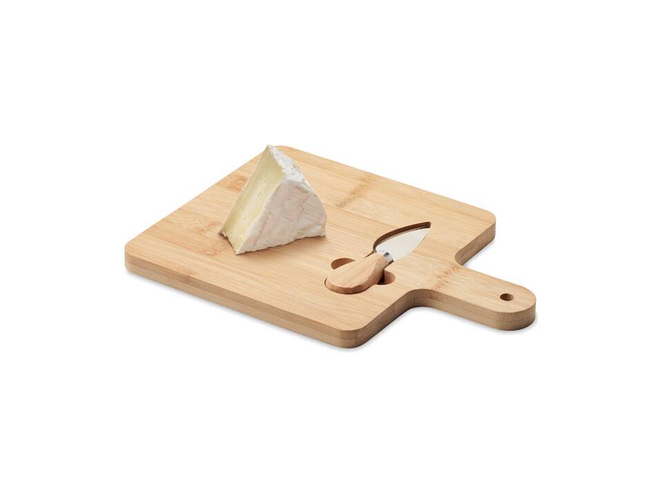 Bamboe kaasplank met mes 2