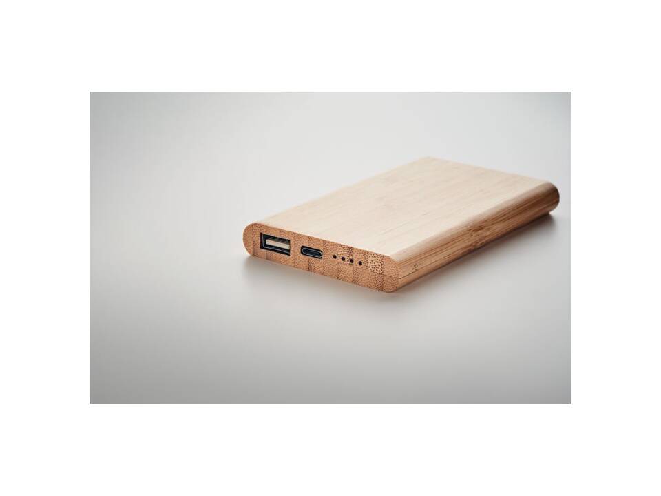 Bamboe powerbank 4000 mAh 4
