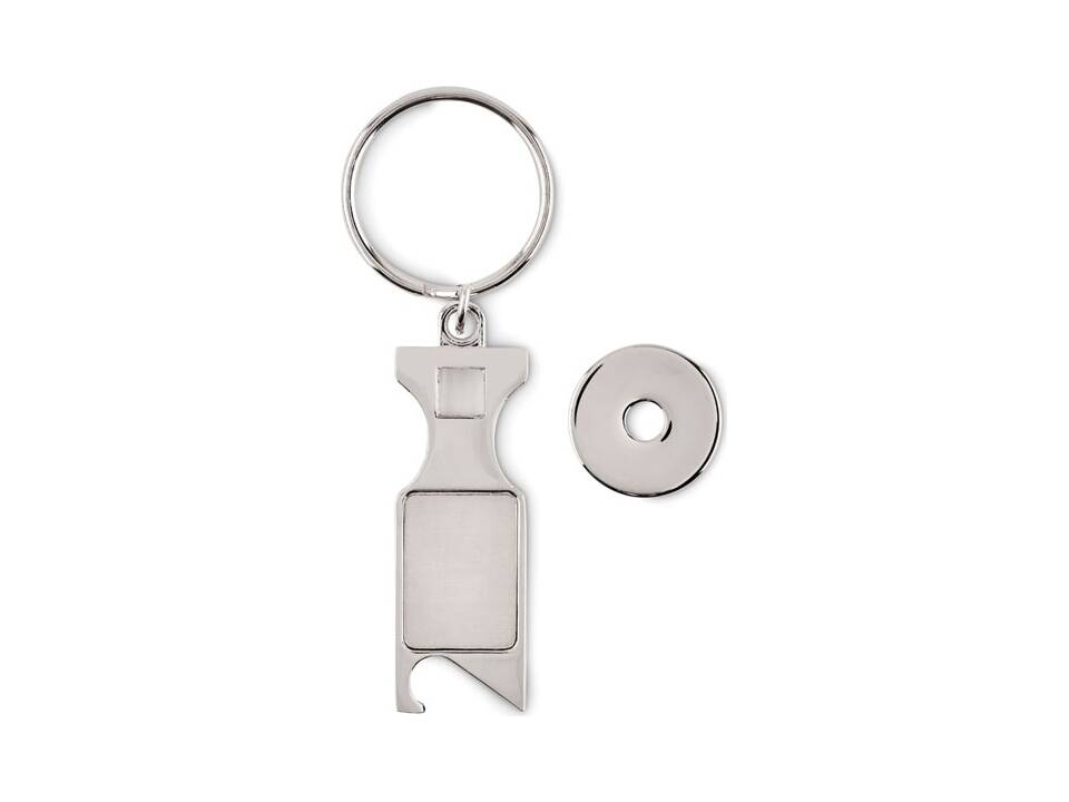 Euro munt sleutelhanger winkelwagen muntje met flesopener 1