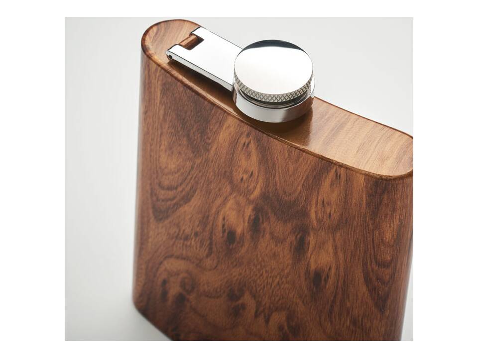 Slanke heupfles in houtlook - 190 ml 1