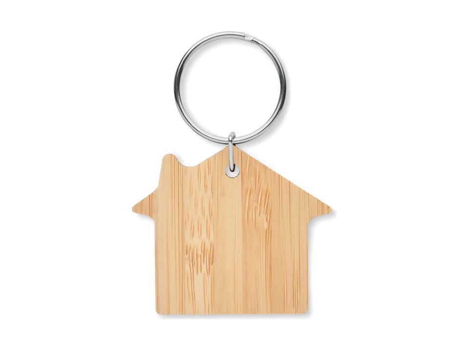 Huisvorm bamboe sleutelhanger 2