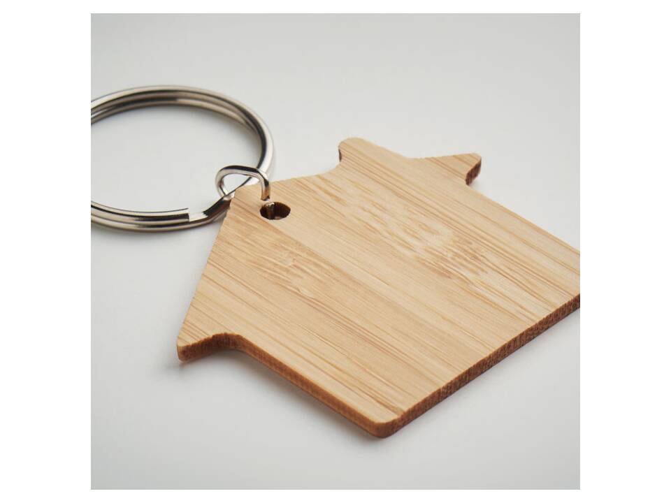 Huisvorm bamboe sleutelhanger 3