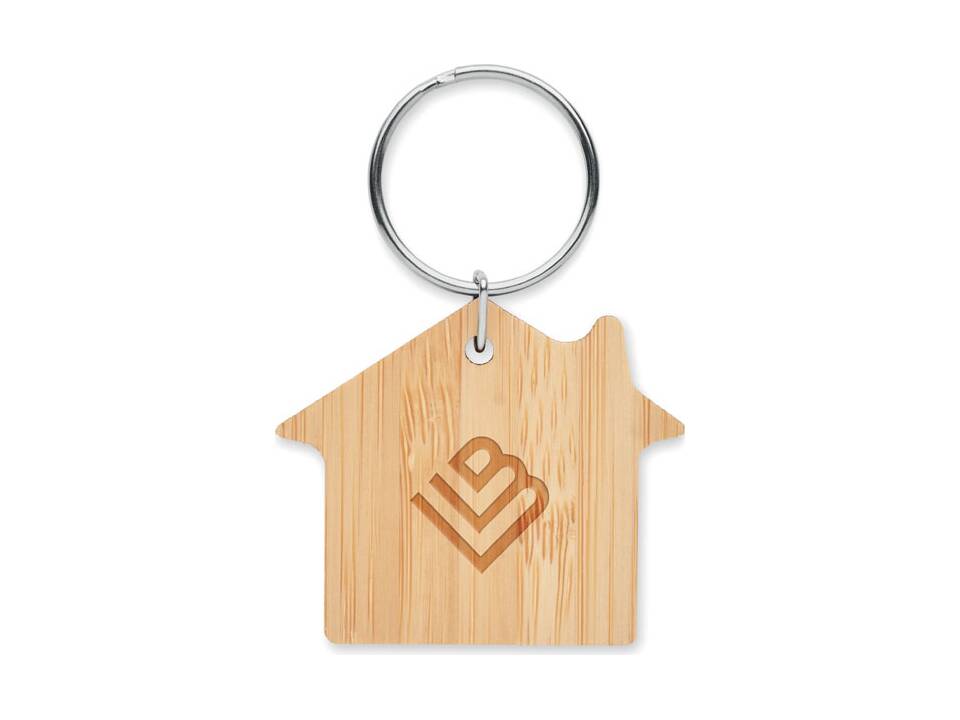 Huisvorm bamboe sleutelhanger 4
