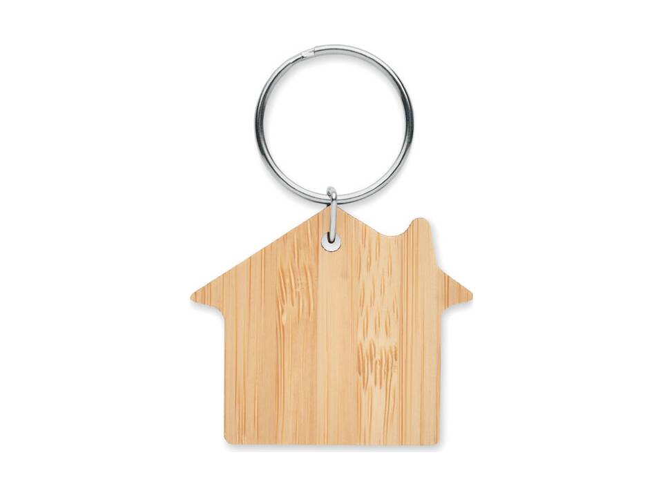 Huisvorm bamboe sleutelhanger 1