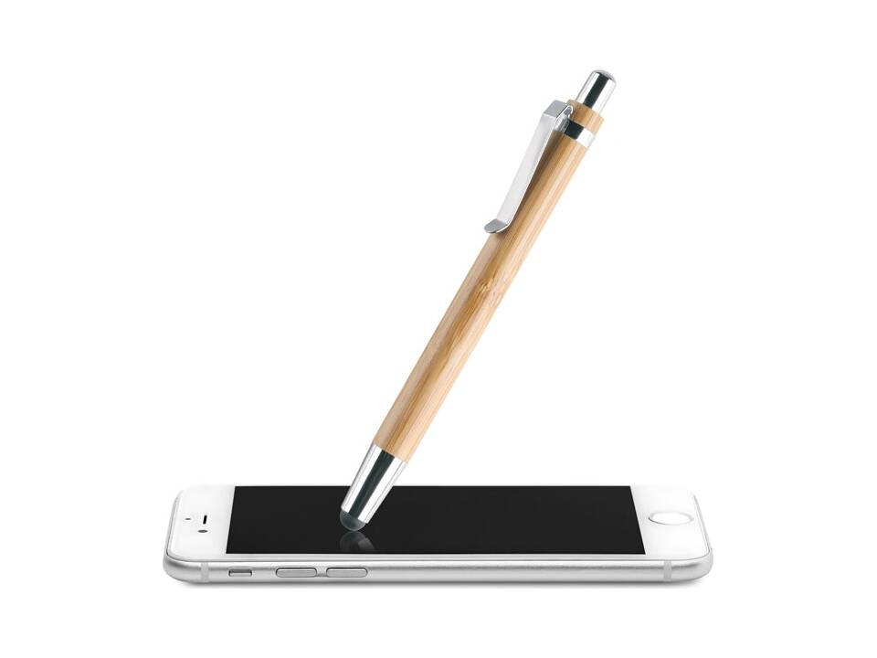 Bamboe balpen met touch tip 4