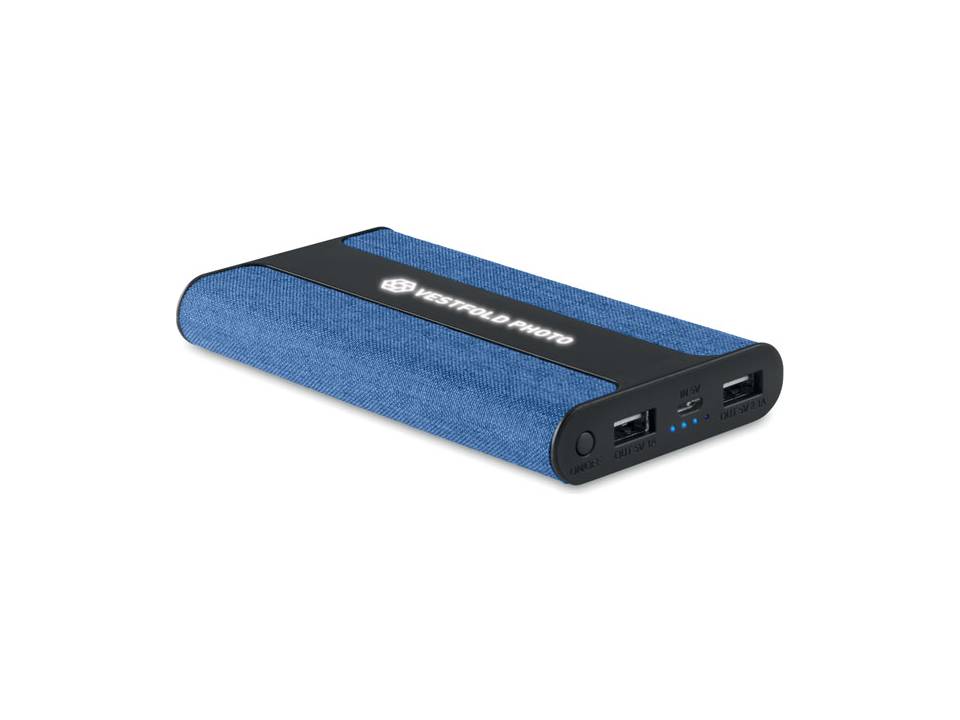 PowerBank PowerFabric met logo verlichting - 6000 mAh 6