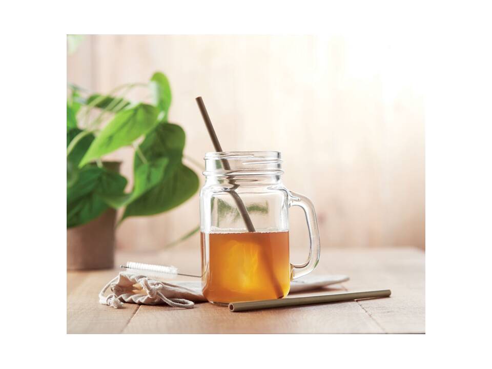 Bamboo rietjes en borstel set 2