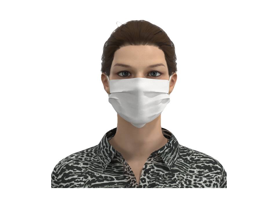 Mondmasker uit katoen 3-laags - kleur wit 1